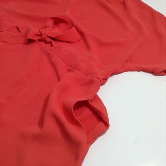 French Connection Orange Aleza Short Sleeve Crepe Self-Tie Jumpsuit Sz 8 - Picture 7 of 7